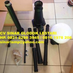 Lampu Taman Bulat Akrilik Diameter 25cm + Tiang 3m